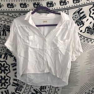 White button down crop top